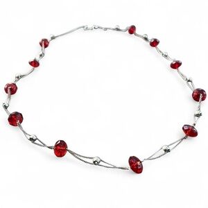 Elegant Red and Silver Necklace